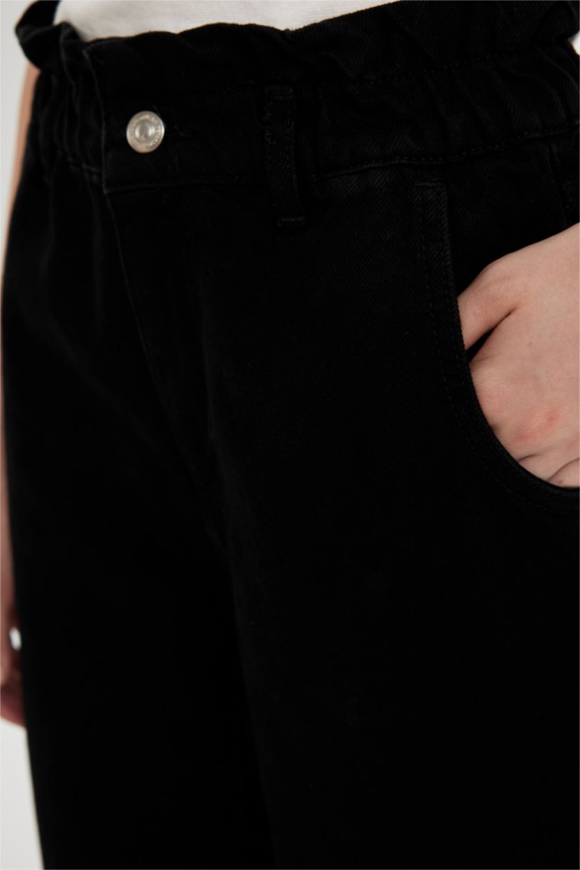 نساء أسود Paperbag Fit Ankle Length Jeans