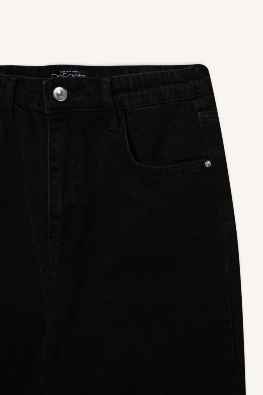Kadın Siyah 90's Wıde Leg Yüksek Bel Uzun Jean Pantolon