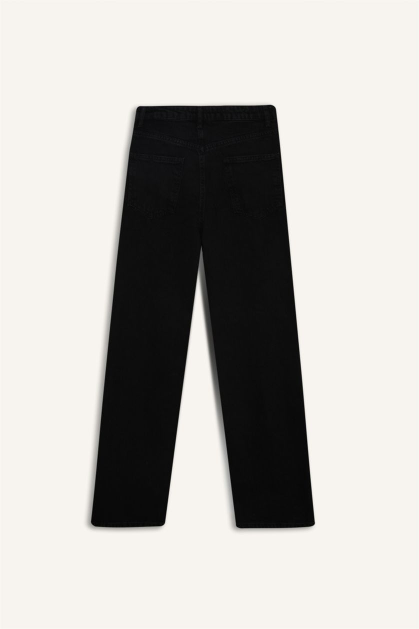 Kadın Siyah 90's Wıde Leg Yüksek Bel Uzun Jean Pantolon