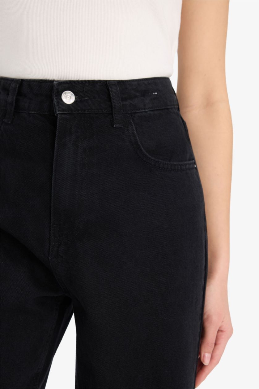 Kadın Siyah 90's Wıde Leg Yüksek Bel Uzun Jean Pantolon