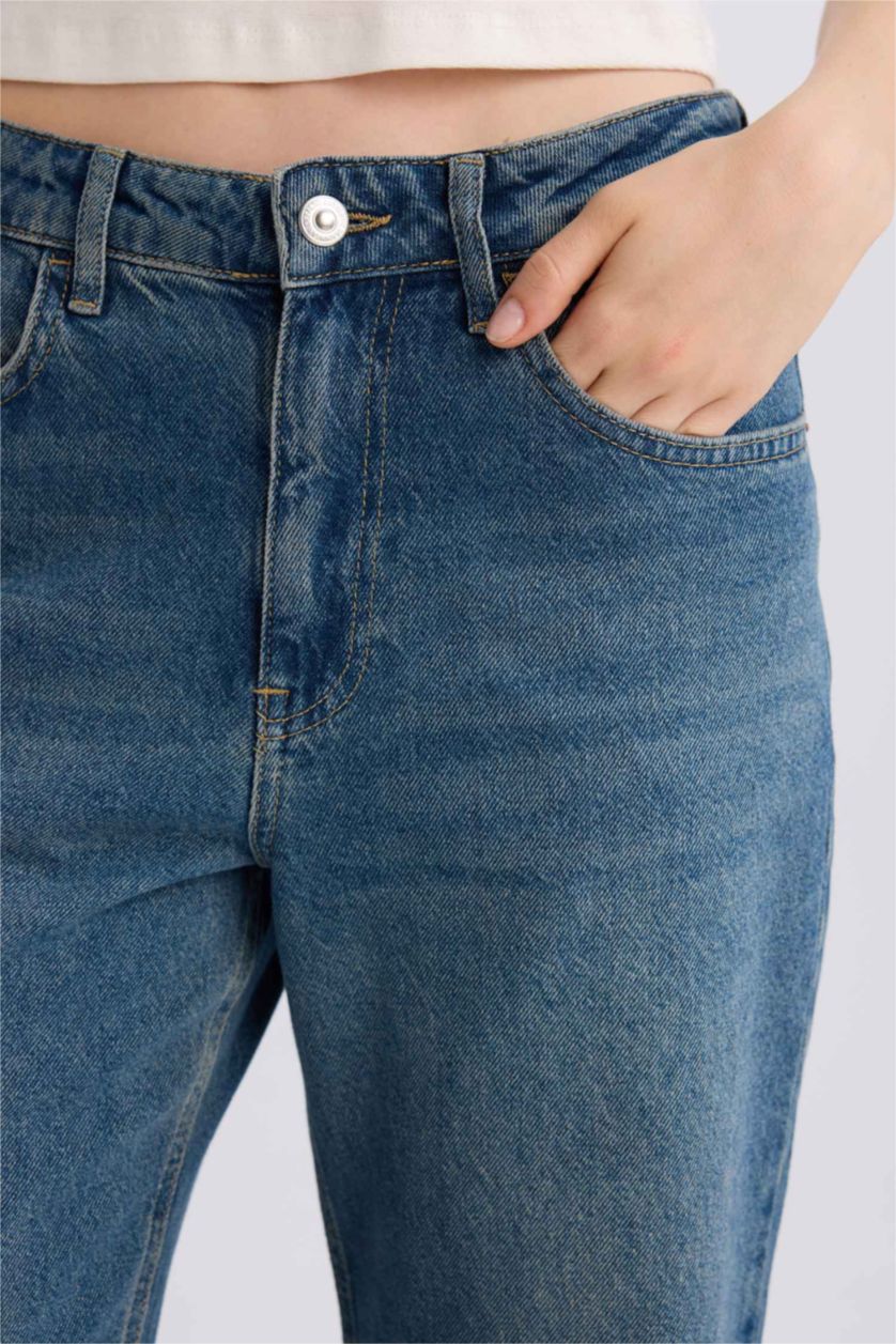 Kadın Mavi Yüksek Bel Straıght Wıde Pantolon