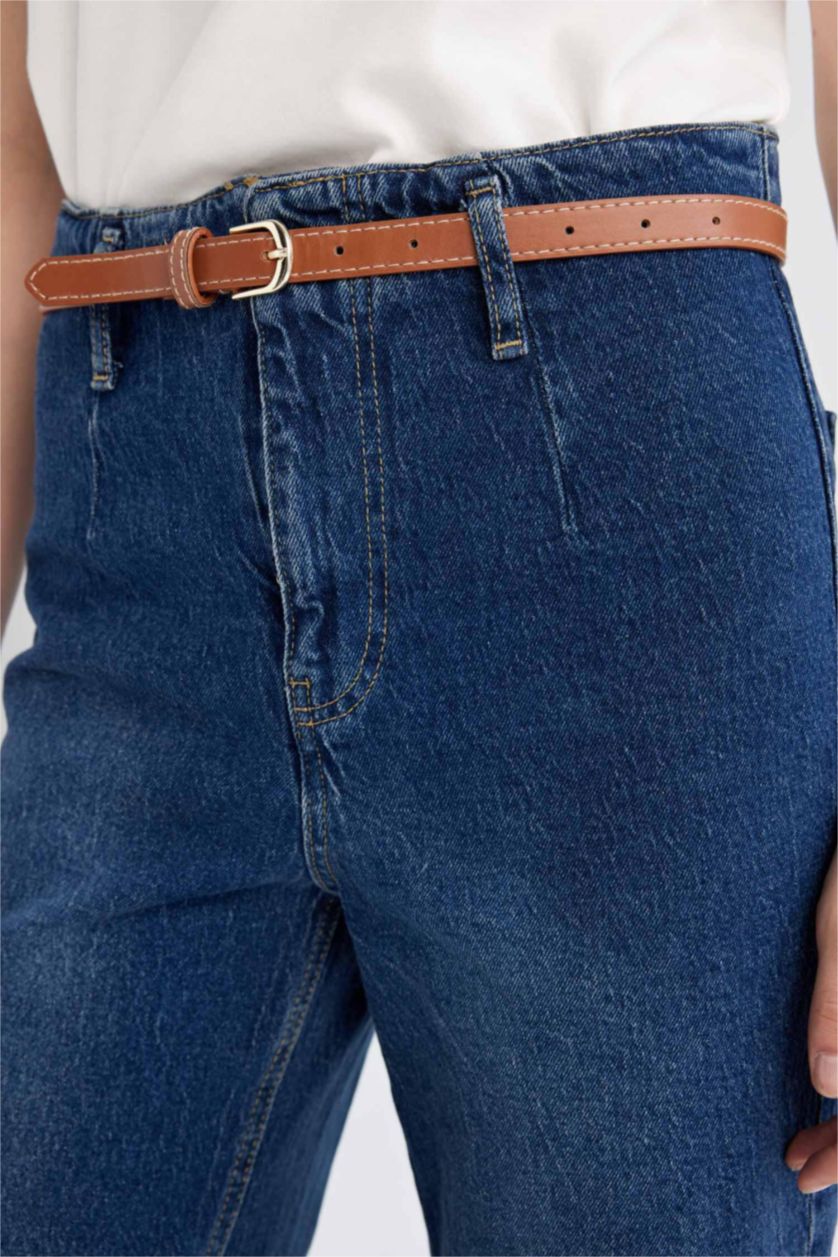 نساء أزرق High Waist Culotte Fit Trousers