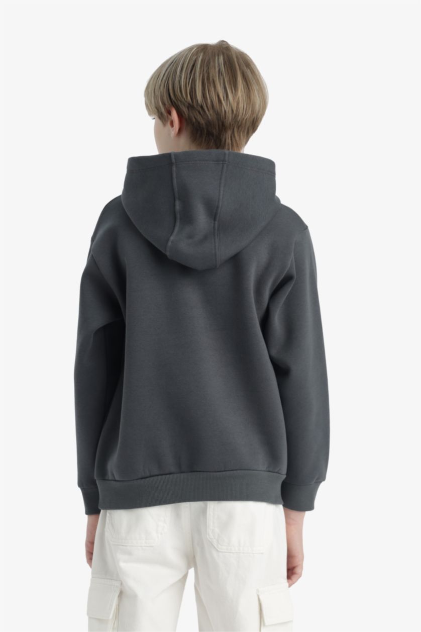 BOYS & TEENS Anthracite Boy Hooded Soft Fleece Lining Sweatshirt
