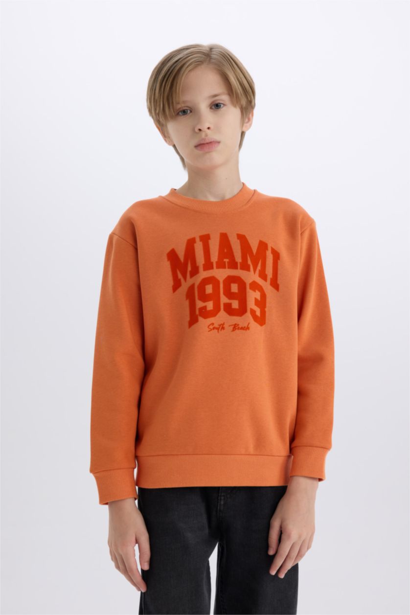 Young Boys - Teen Boys Orange Regular Fit Crew Neck Sweatshirt
