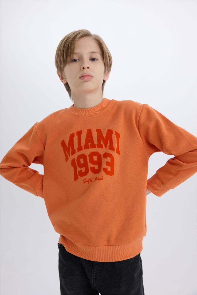Young Boys - Teen Boys Orange Regular Fit Crew Neck Sweatshirt