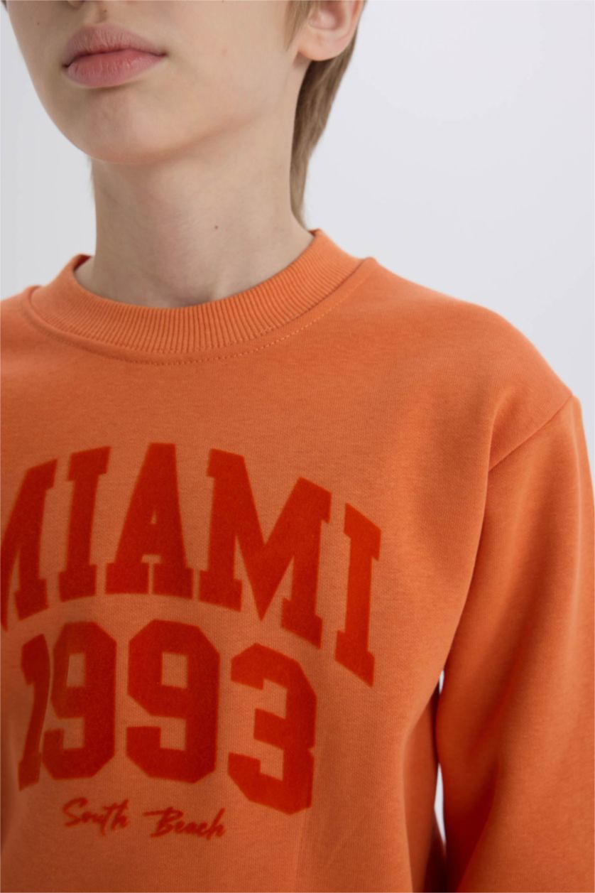Young Boys - Teen Boys Orange Regular Fit Crew Neck Sweatshirt
