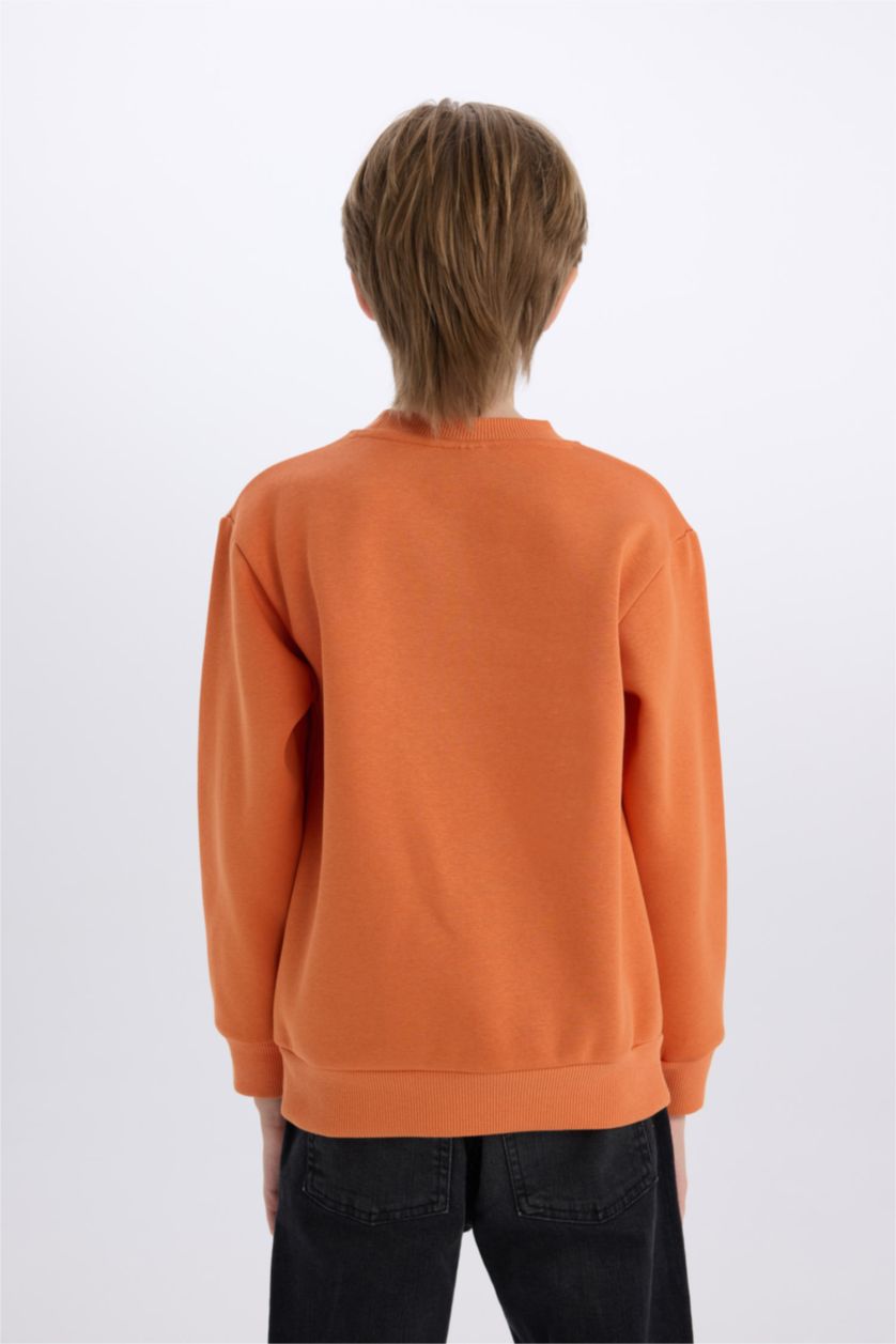Young Boys - Teen Boys Orange Regular Fit Crew Neck Sweatshirt