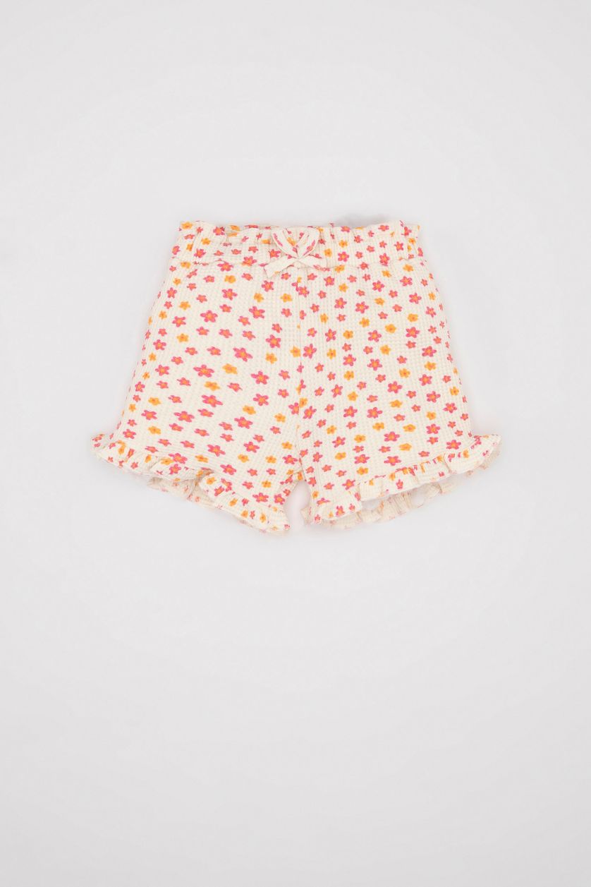 طفلة صغيرة بيج فاتح شورت فلورال وافل بيبي قصة عادية