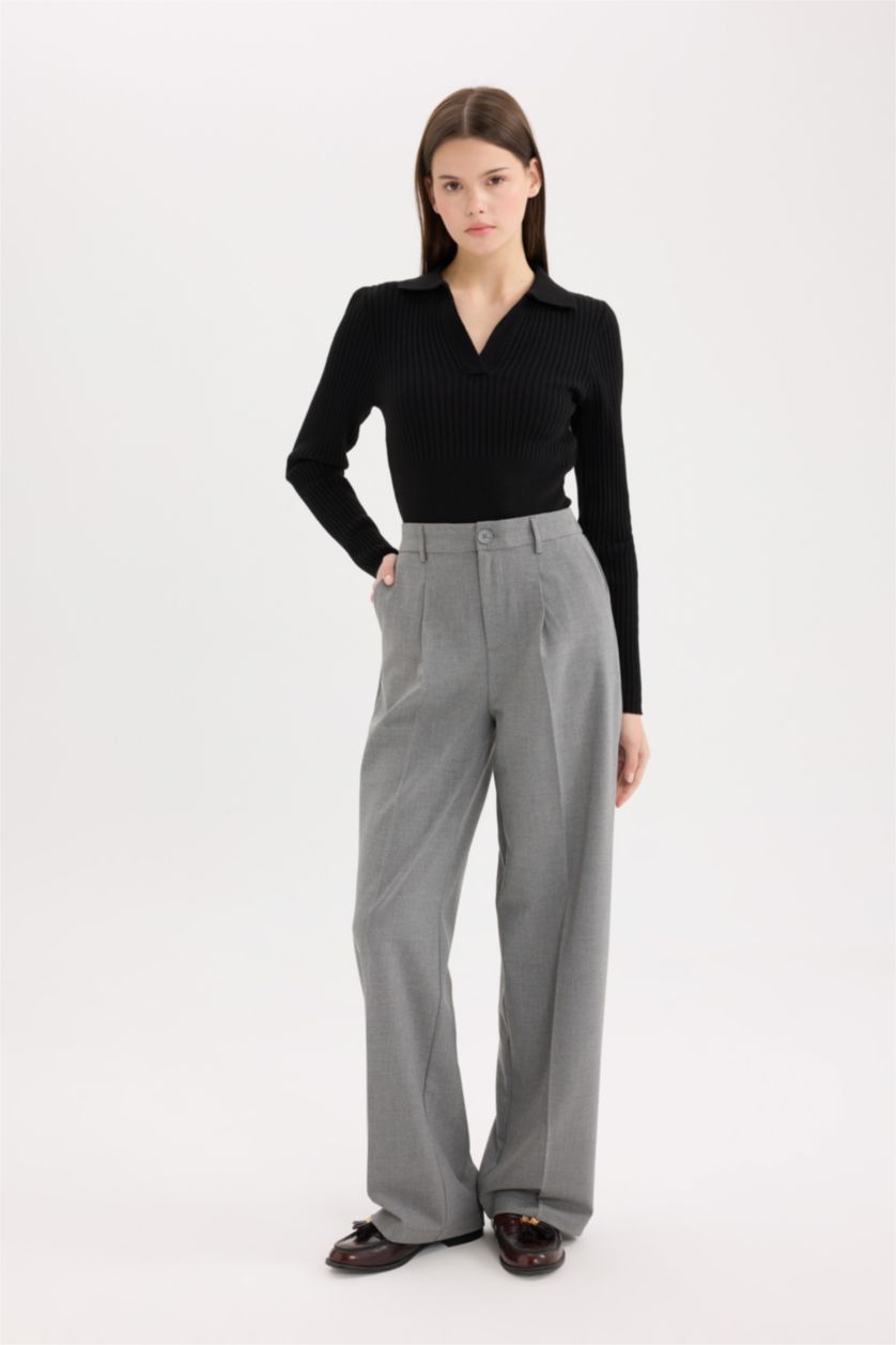 FEMME Anthracite Taille haute Jambes larges