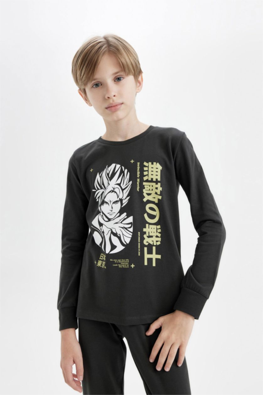 أولادي أنثرا طقم بيجاما اولادي مطبوع قصة عادية - قطعتين