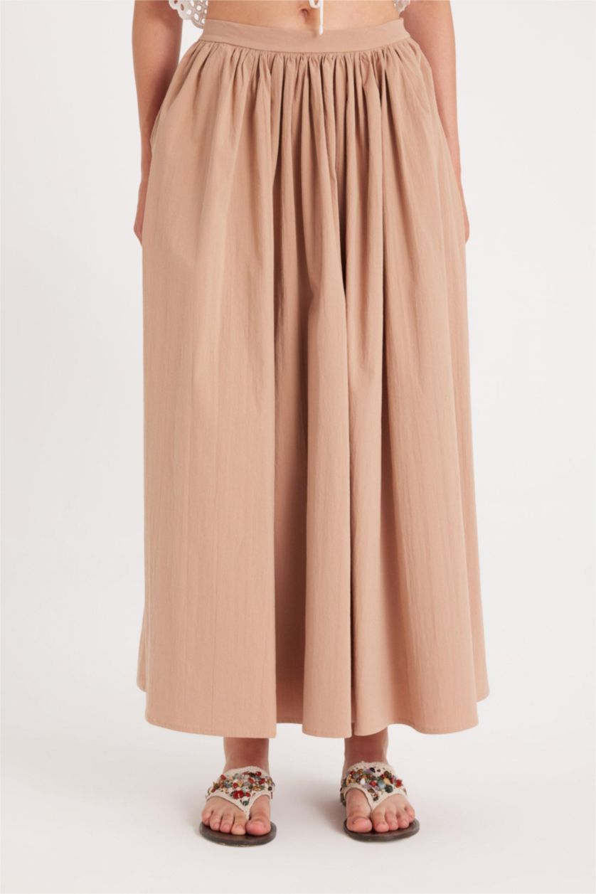 Kadın Vizon Manuka x DeFacto A Kesim Poplin Maxi Etek