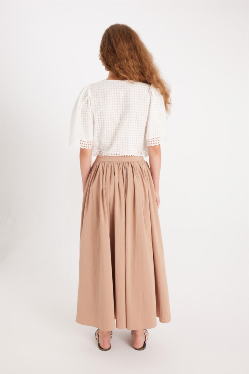 Kadın Vizon Manuka x DeFacto A Kesim Poplin Maxi Etek