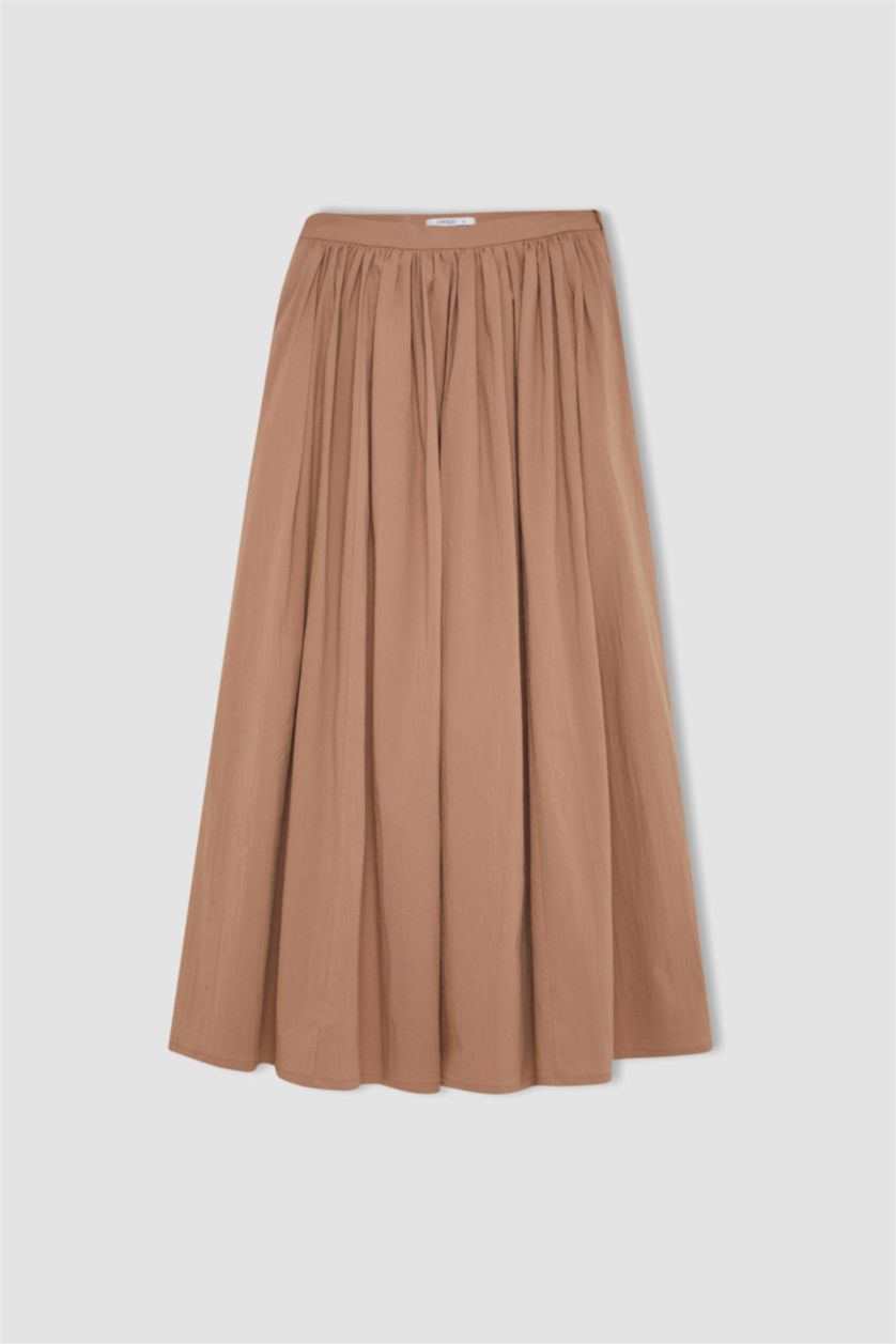 Kadın Vizon Manuka x DeFacto A Kesim Poplin Maxi Etek