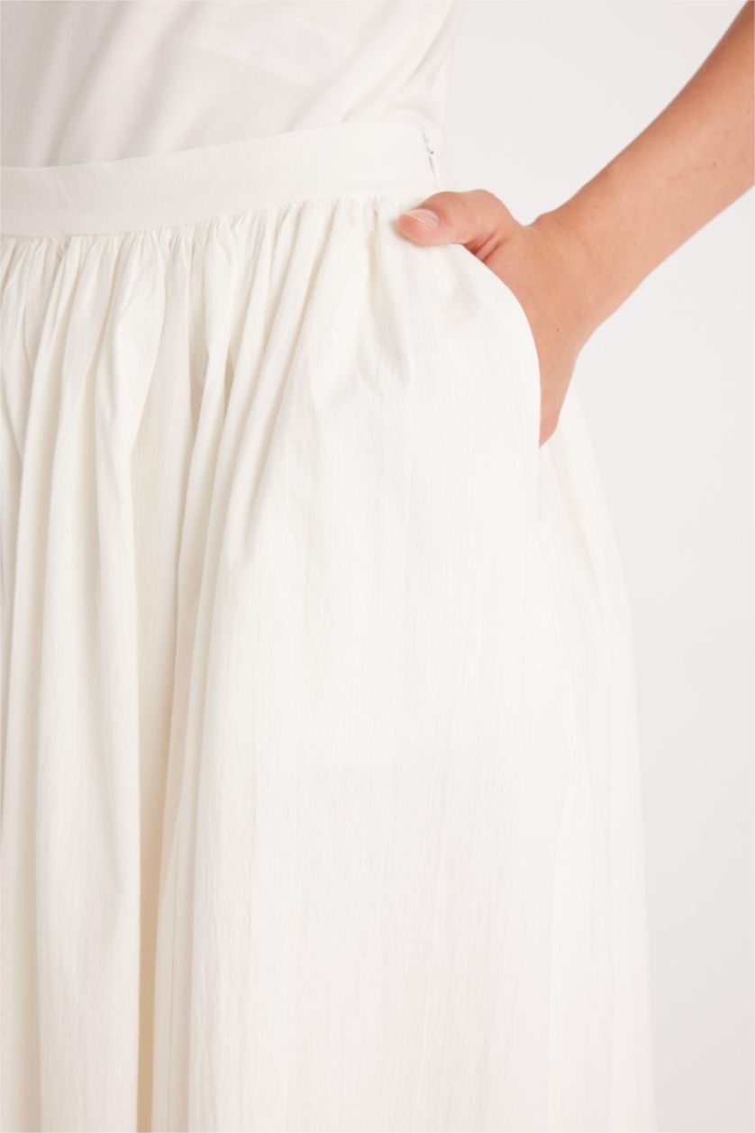 Kadın Beyaz Manuka x DeFacto A Kesim Poplin Maxi Etek
