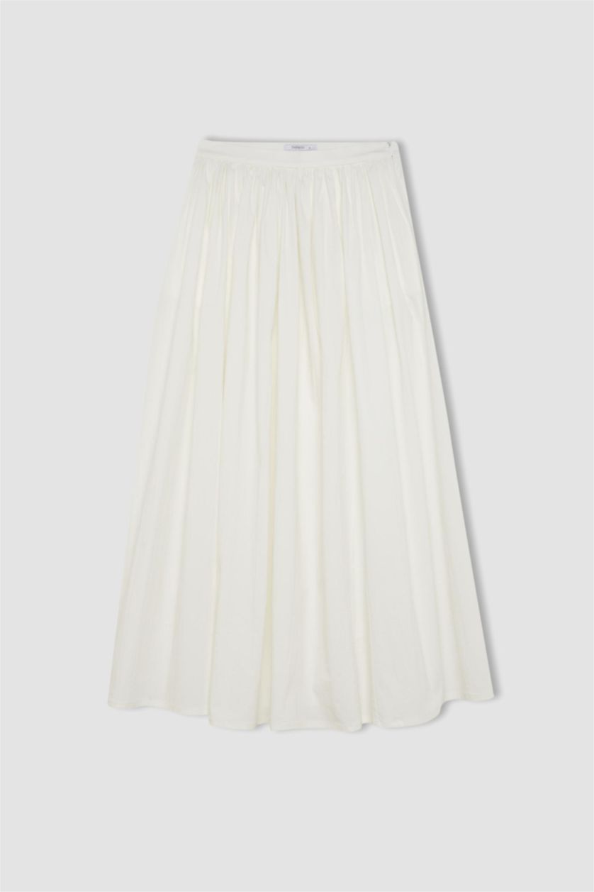 Kadın Beyaz Manuka x DeFacto A Kesim Poplin Maxi Etek