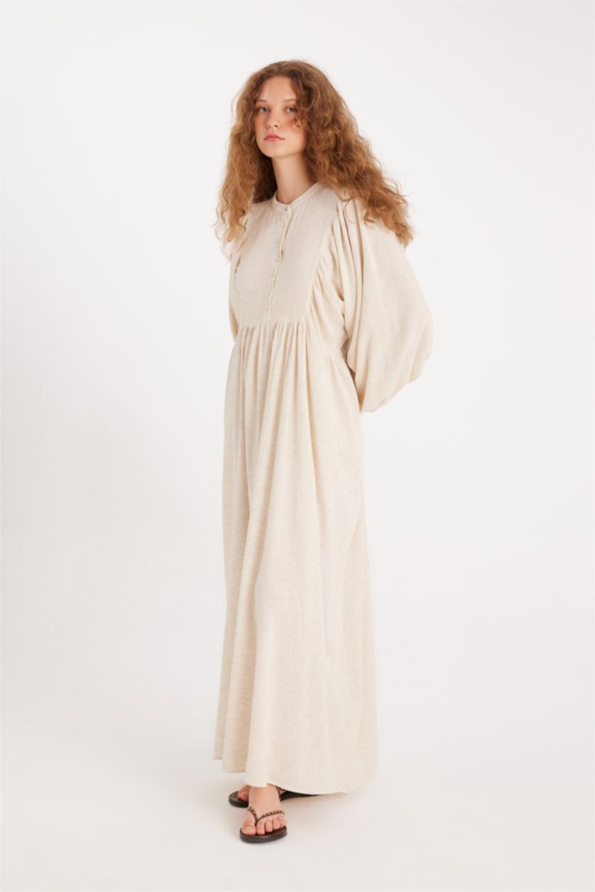 نساء بيج فاتح فستان طويل قطن قصة عادية من Manuka x DeFacto