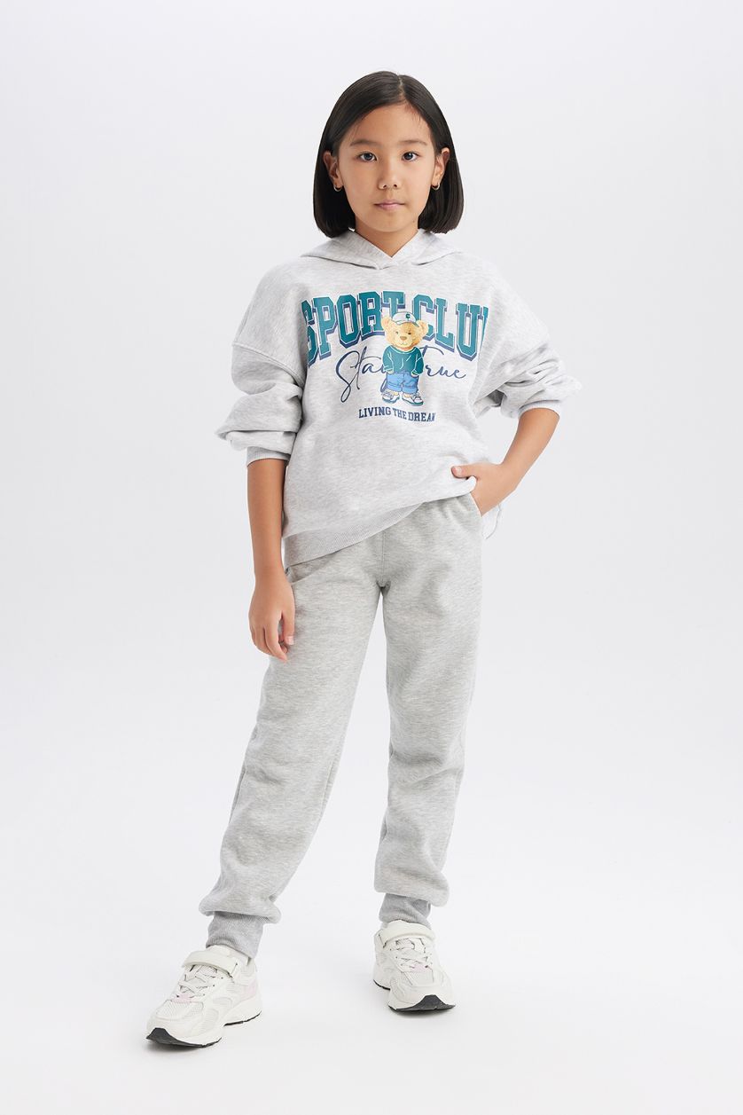 بناتي ميلانج رمادي هودي بناتي اوفر سايز رمادي