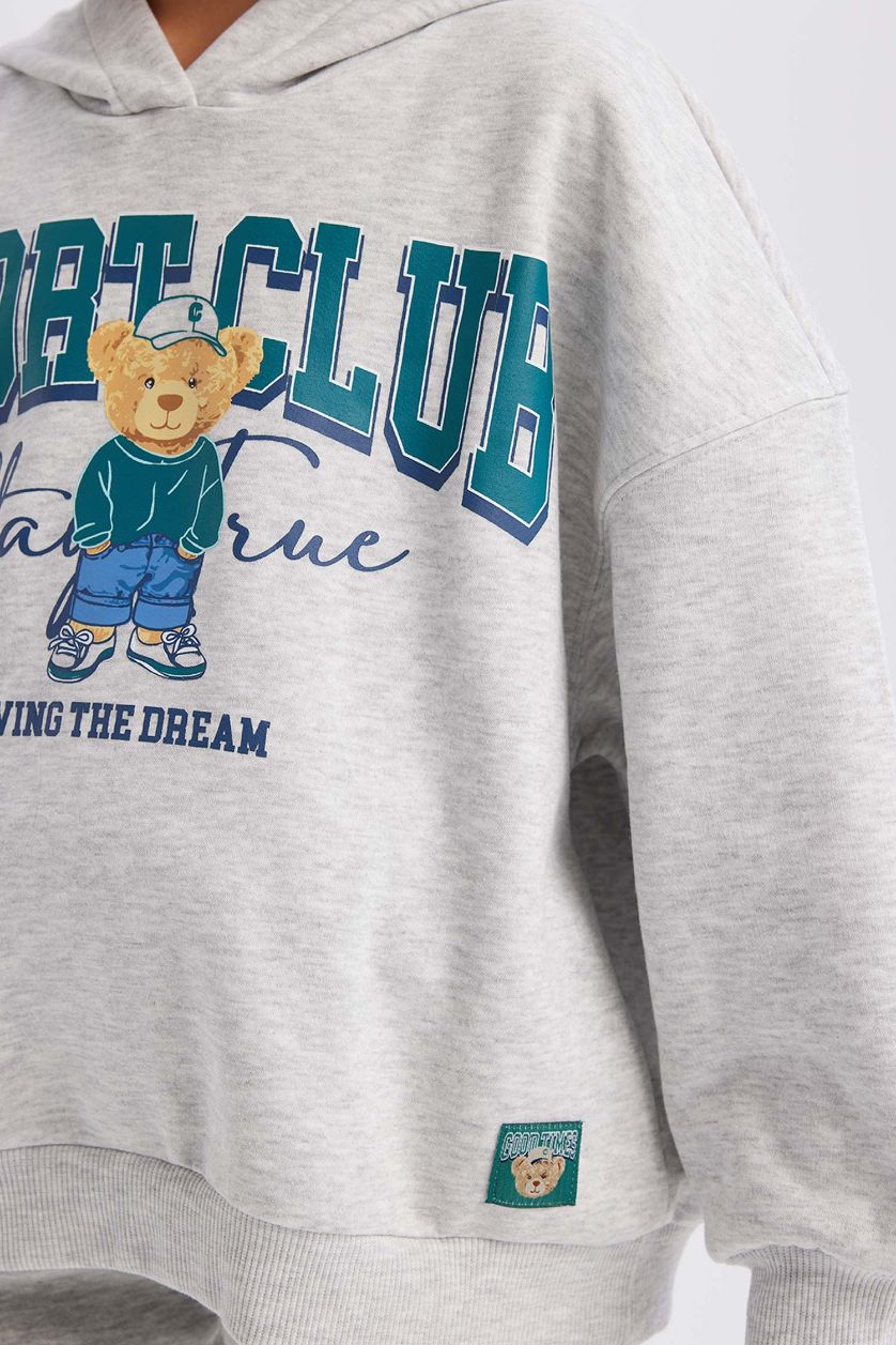 بناتي ميلانج رمادي هودي بناتي اوفر سايز رمادي