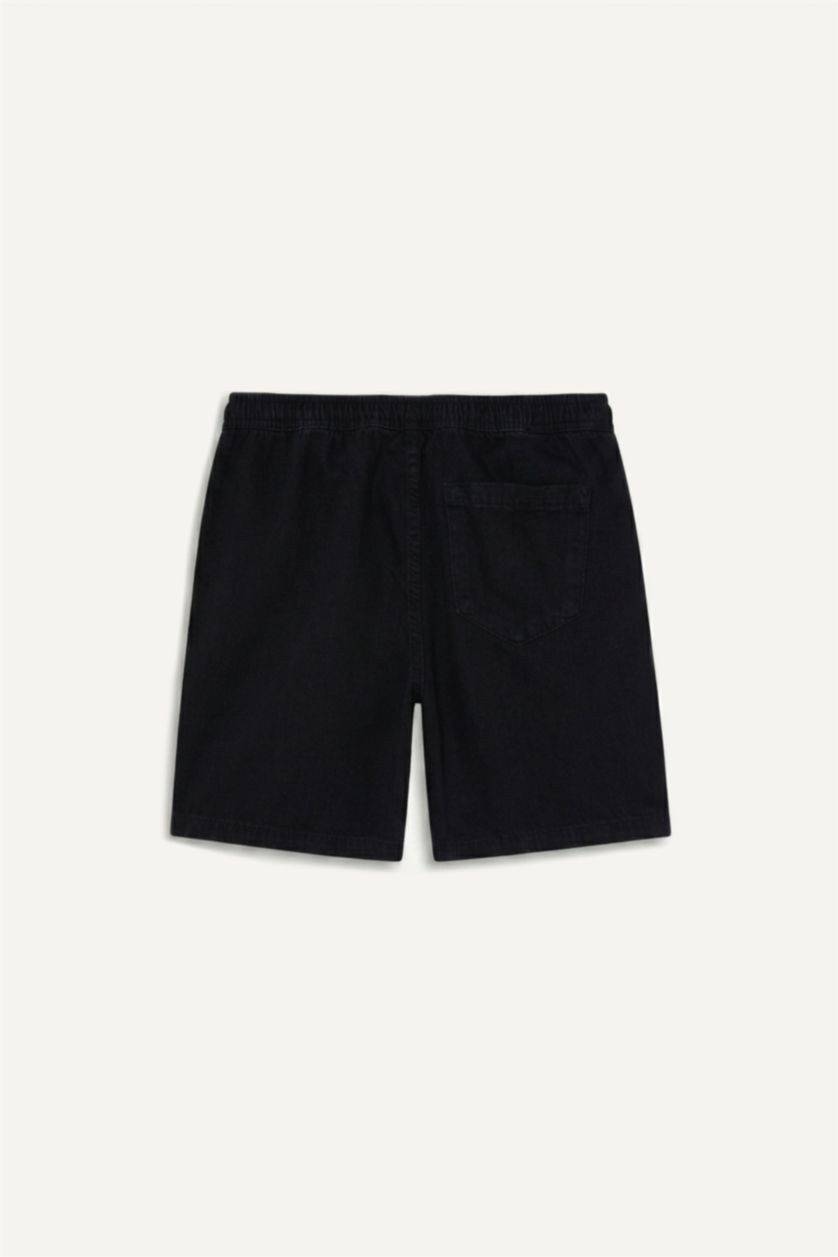 Erkek Antrasit %100 Pamuk Relaxed Fit Jean Bermuda Şort