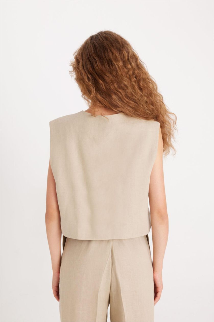 نساء بيج يلك بليزر كتان بياخة V من Manuka x DeFacto