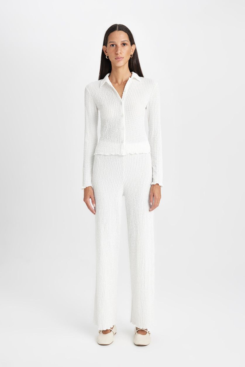 نساء بيج فاتح بنطلون بجامة رياضي سادة قصة عادية