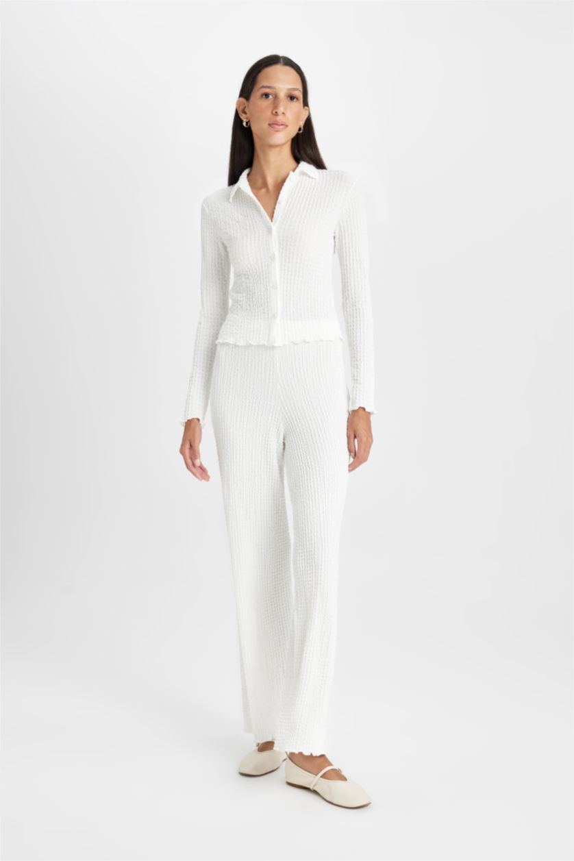 Woman Ecru Regular Fit Trousers