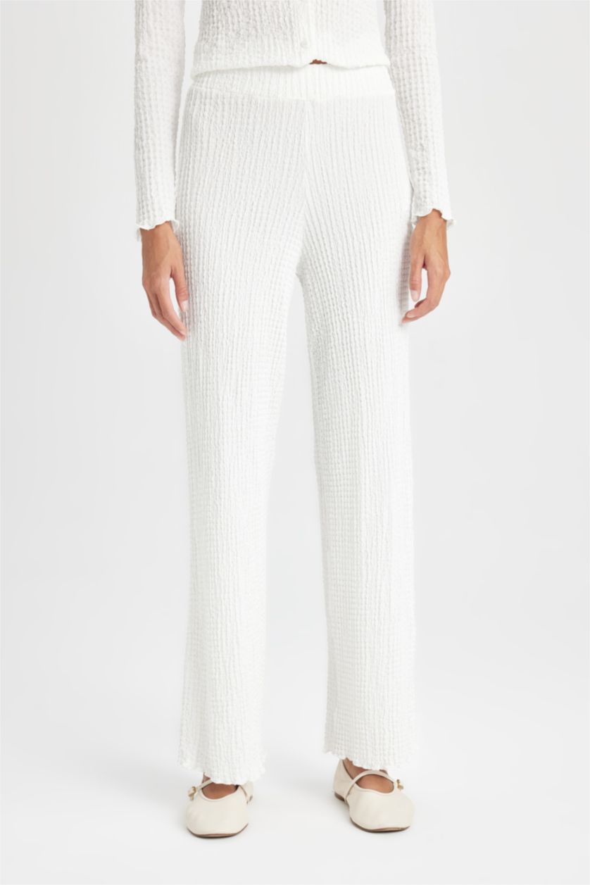 Woman Ecru Regular Fit Trousers