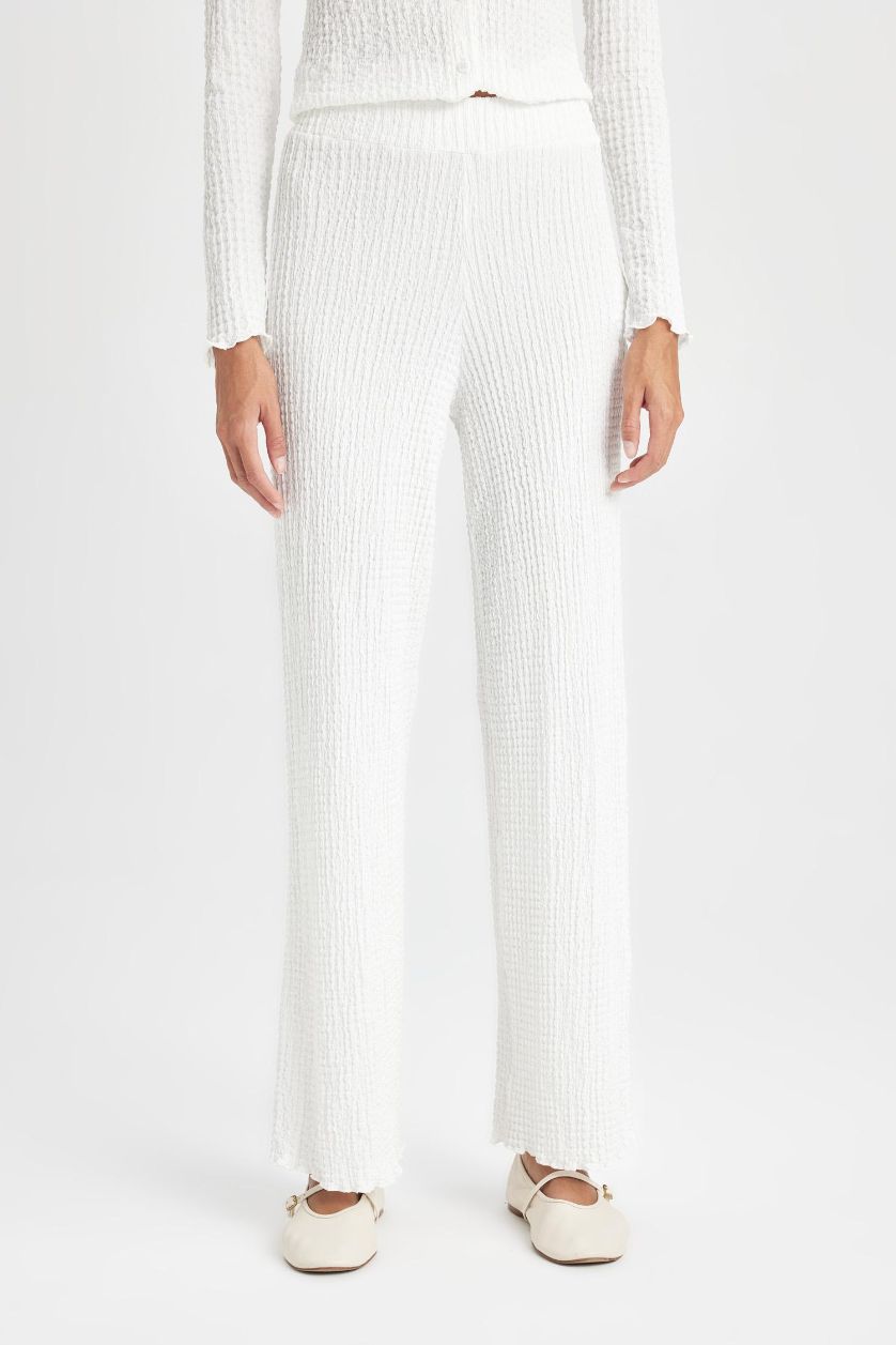 نساء بيج فاتح بنطلون بجامة رياضي سادة قصة عادية