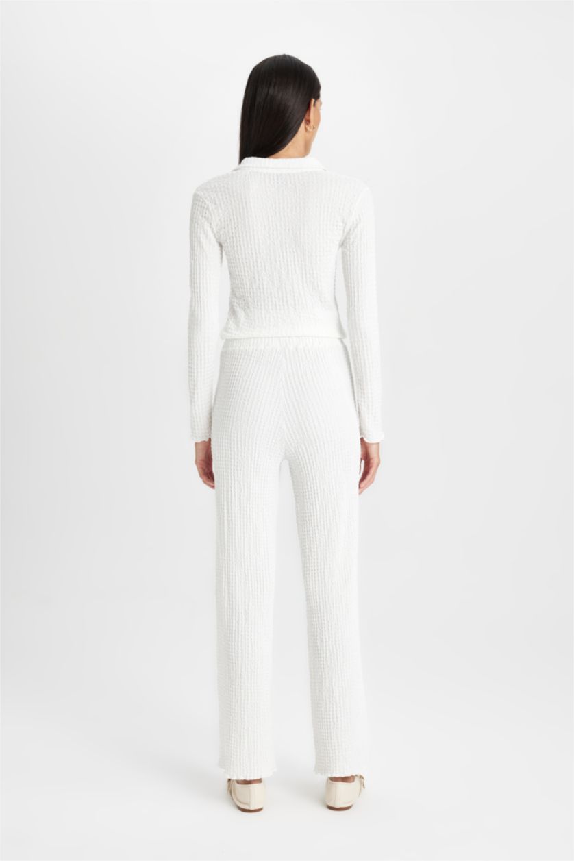 نساء بيج فاتح بنطلون بجامة رياضي سادة قصة عادية