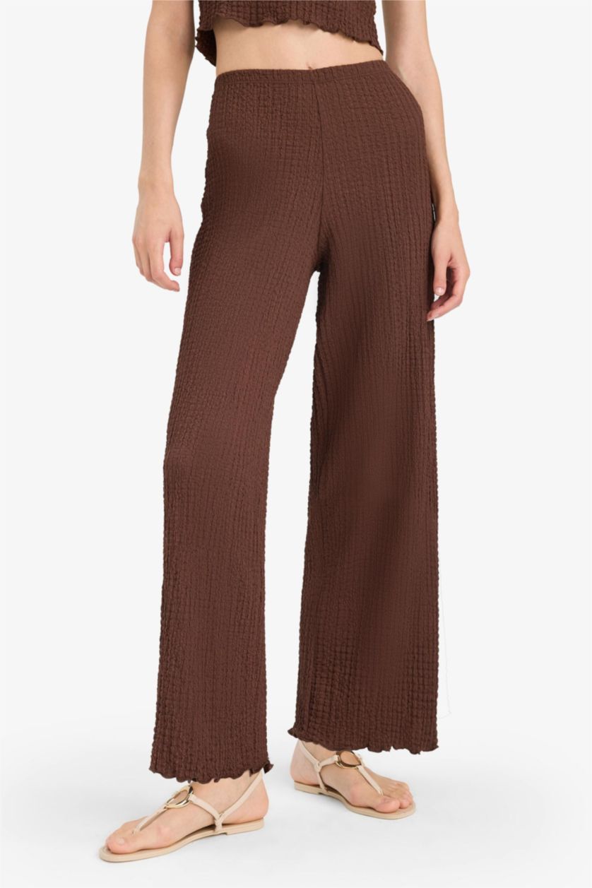 Woman Brown Wide Leg Trousers