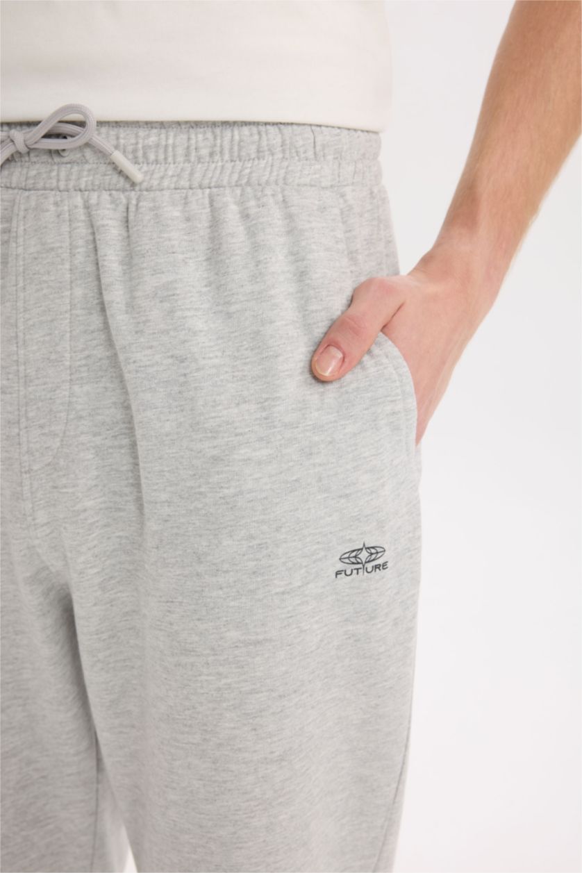 MAN O.GRAY MELANGE Regular Fit Waist Tied Elastic Leg Basic Sweatpants