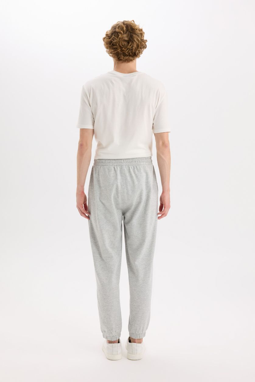 MAN O.GRAY MELANGE Regular Fit Waist Tied Elastic Leg Basic Sweatpants