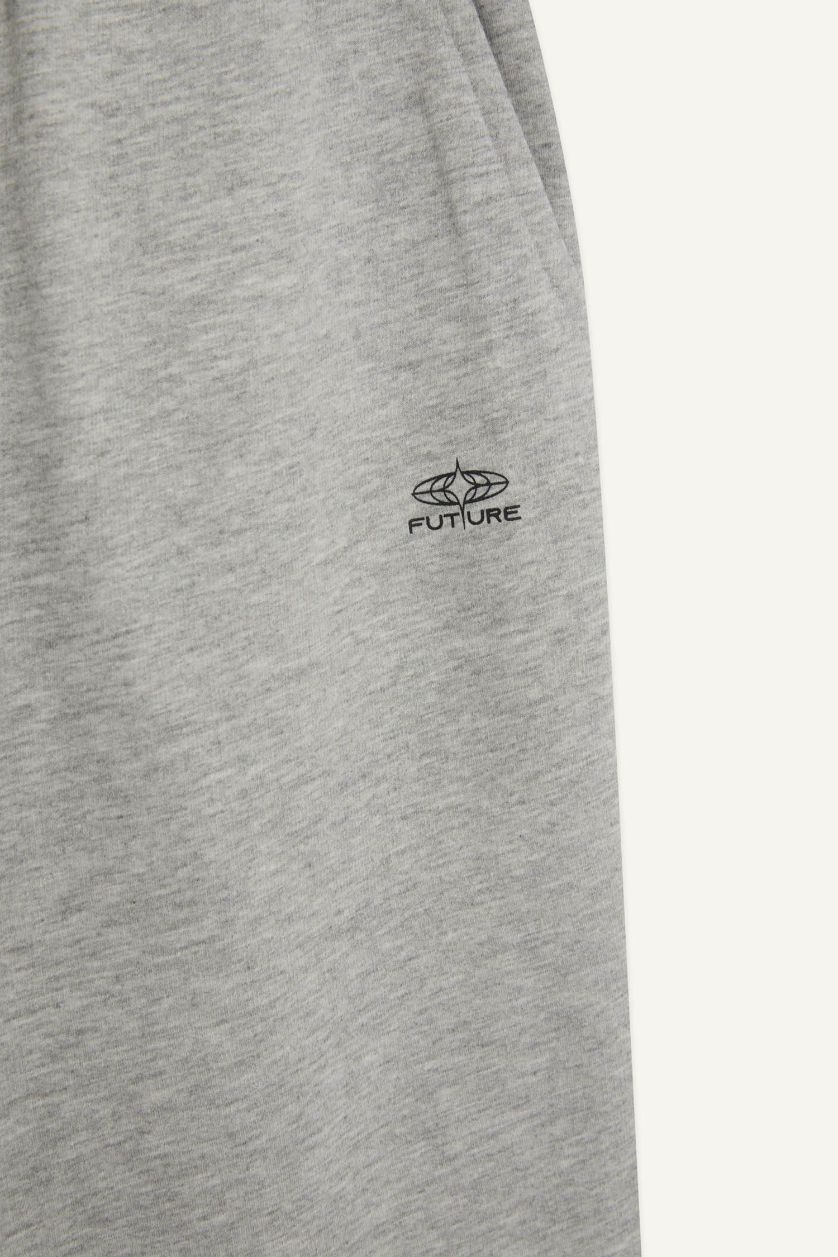 MAN O.GRAY MELANGE Regular Fit Waist Tied Elastic Leg Basic Sweatpants