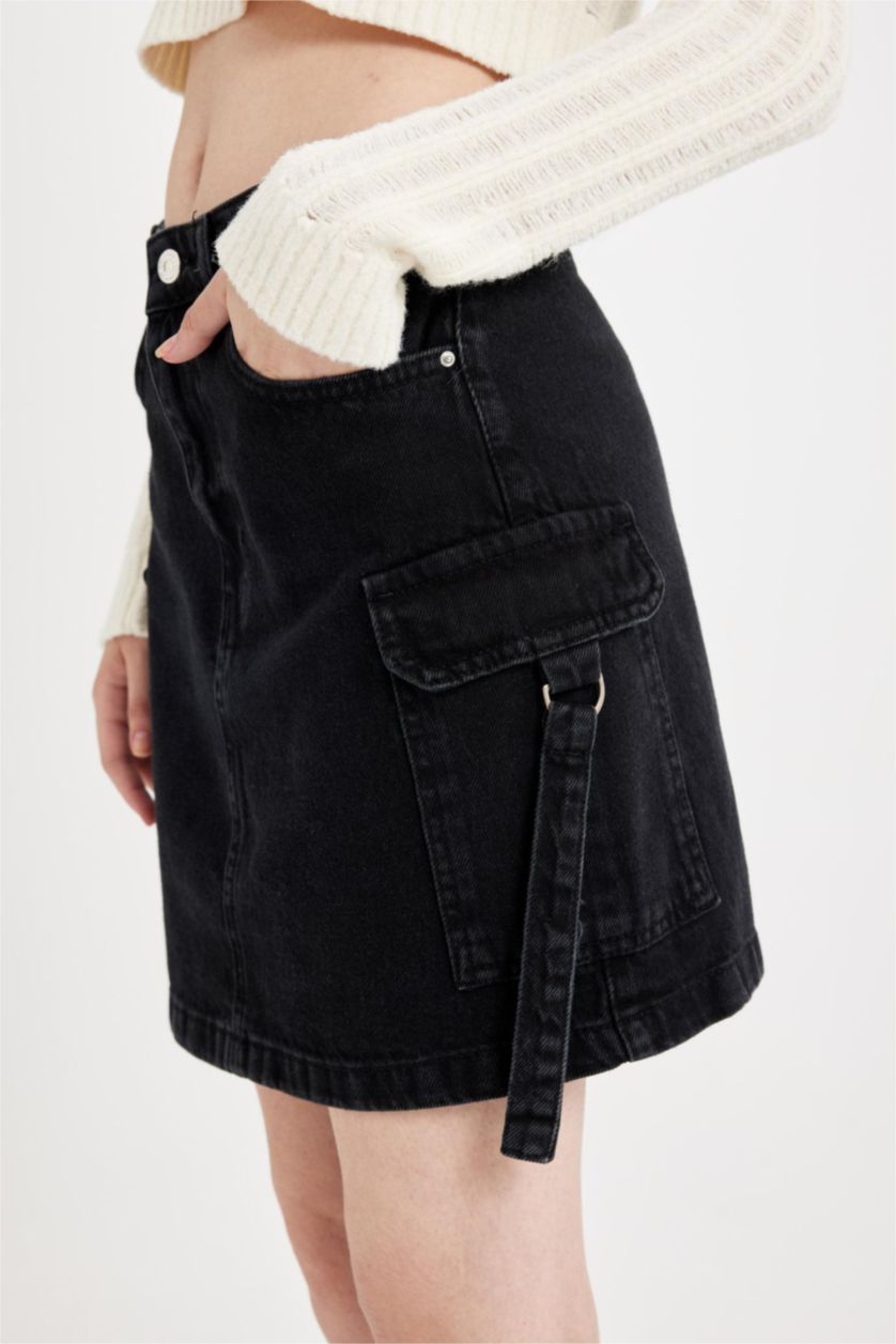 WOMAN Black Fashion Fit Denim Mini Skirt