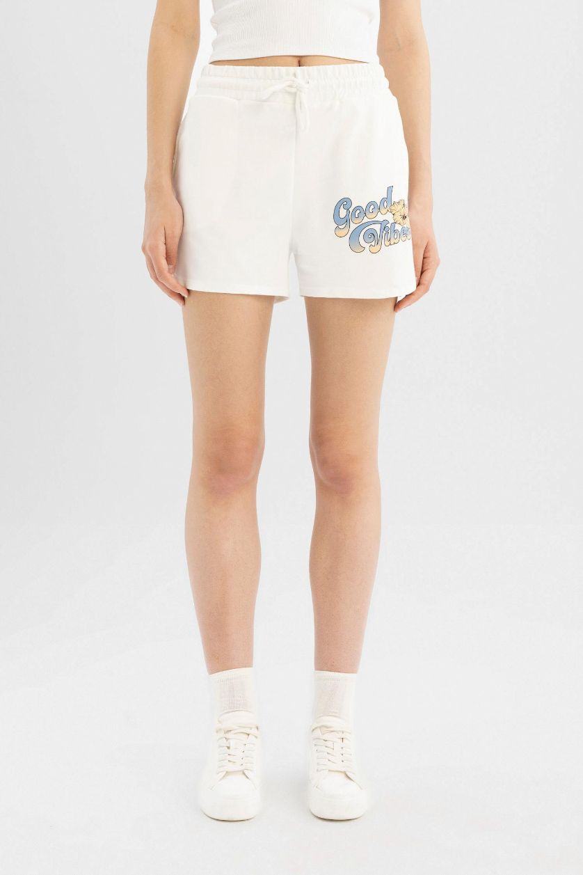 WOMAN Ecru Regular Fit Printed Shorts