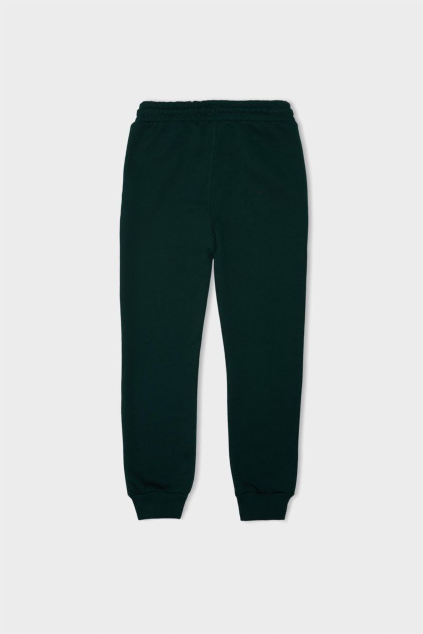 Erkek Çocuk - Genç Erkek Koyu Yeşil Erkek Çocuk Beli Paçası Lastikli Baskılı Eşofman Altı