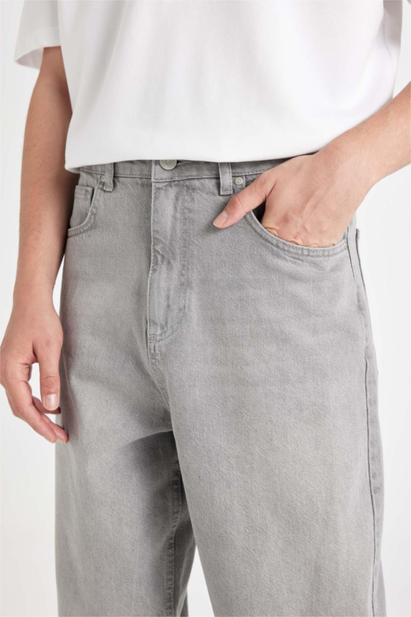 MAN Light Grey Baggy Wide Leg Jeans