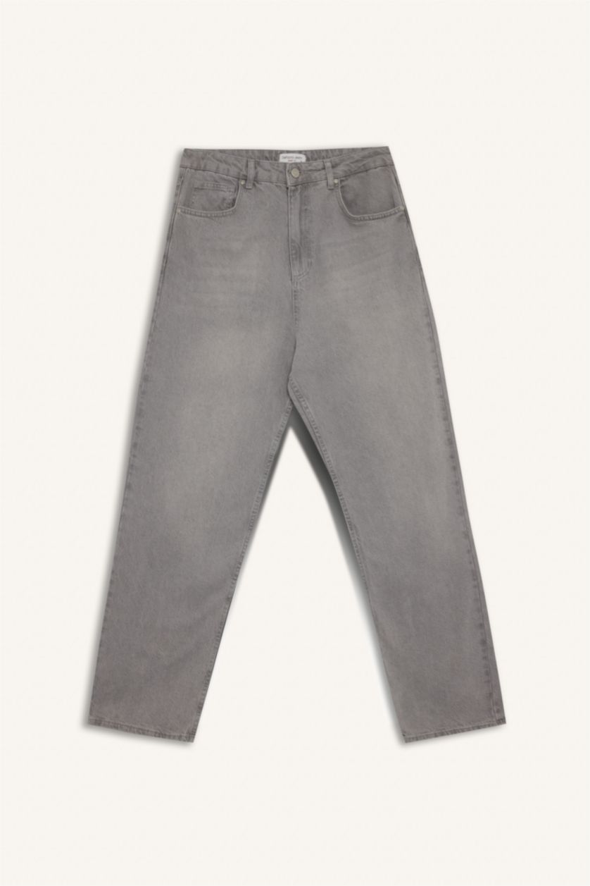 MAN Light Grey Baggy Wide Leg Jeans