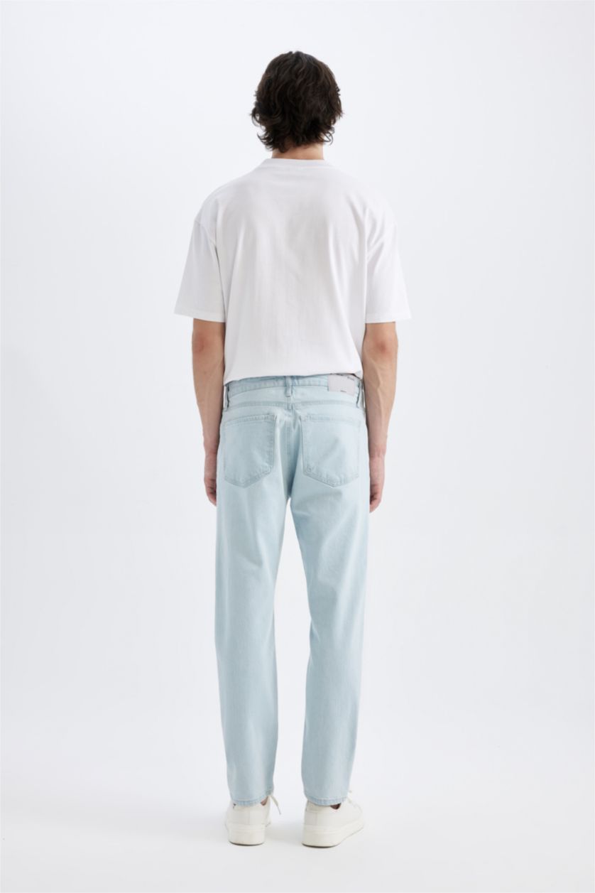 رجال أزرق ثلجي بنطرون جينز سليم فيت وخصر عادي