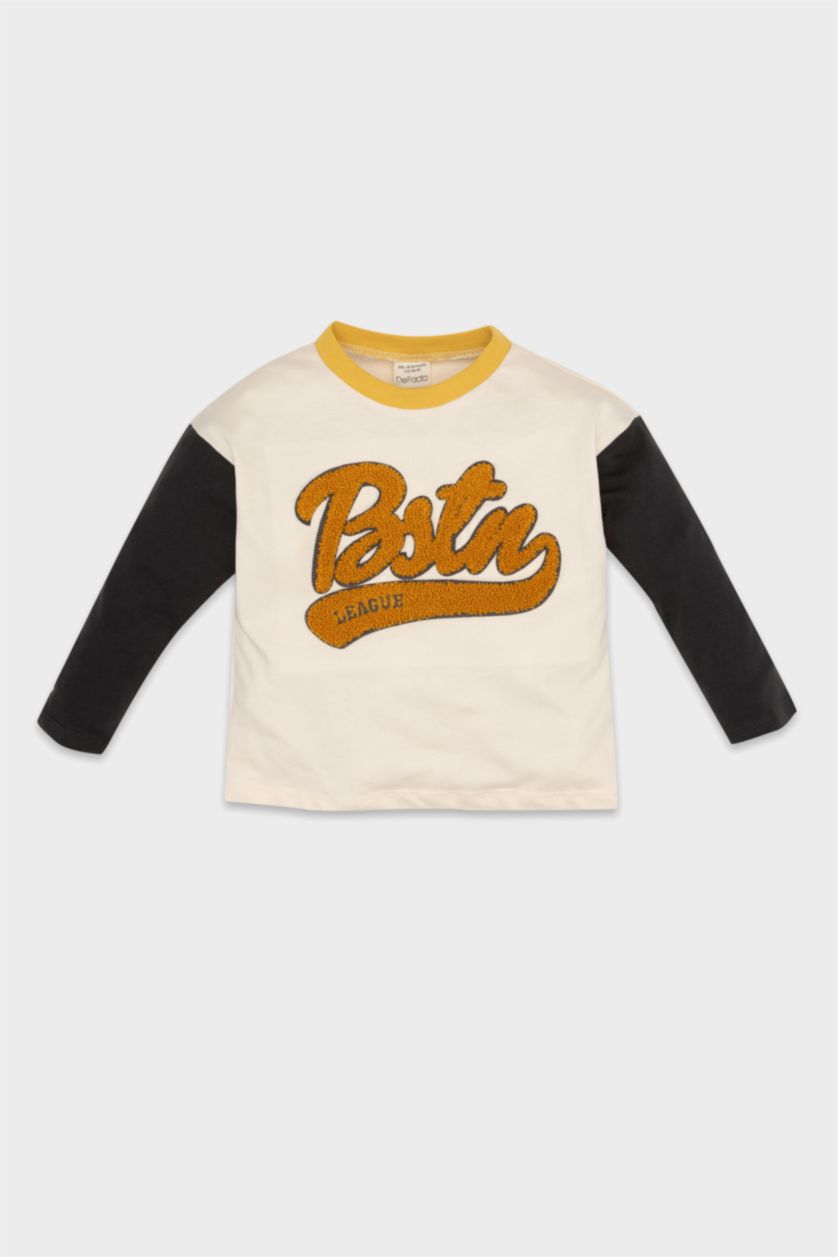 BABY BOY Light Stone Baby Boy Crew Neck Printed Color Block T-Shirt