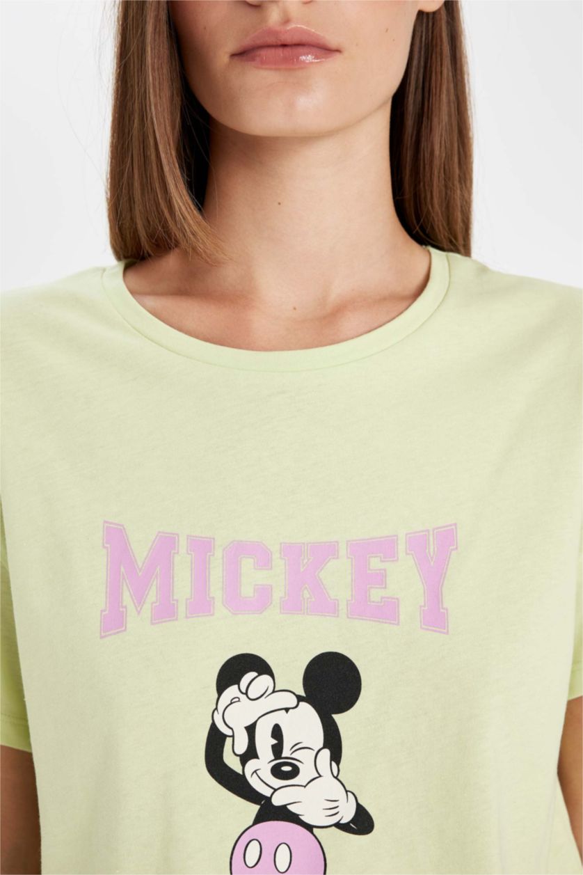 WOMAN Light Green Fall in Love Disney Mickey & Minnie Regular Fit 2 Piece Set