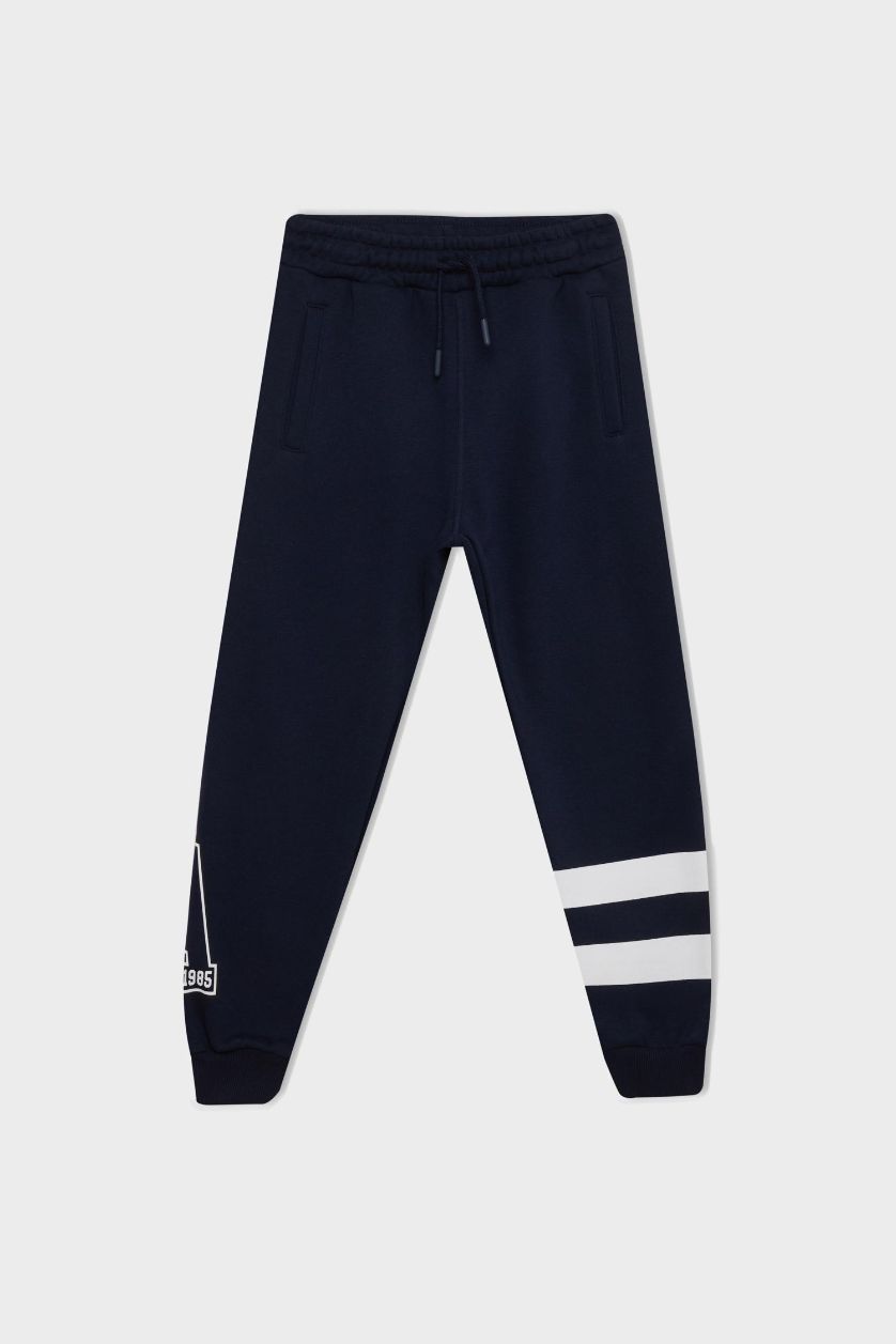 BOYS & TEENS NAVY Boy Regular Fit Elastic Waist Leg Printed Jogger Sweatpants