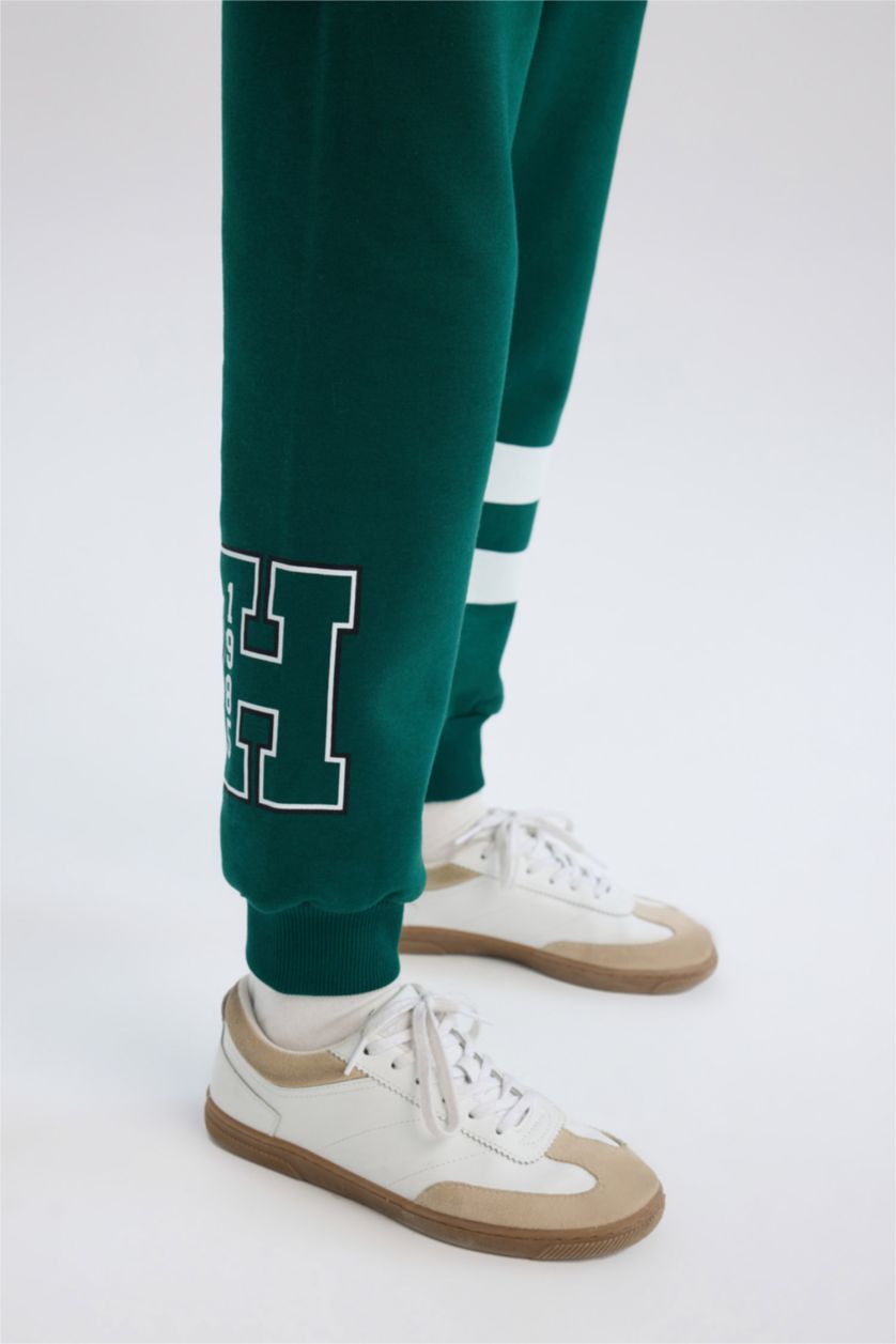 BOYS & TEENS Dark Green Boy Printed Elastic Waist Thick Jogger Sweatpants