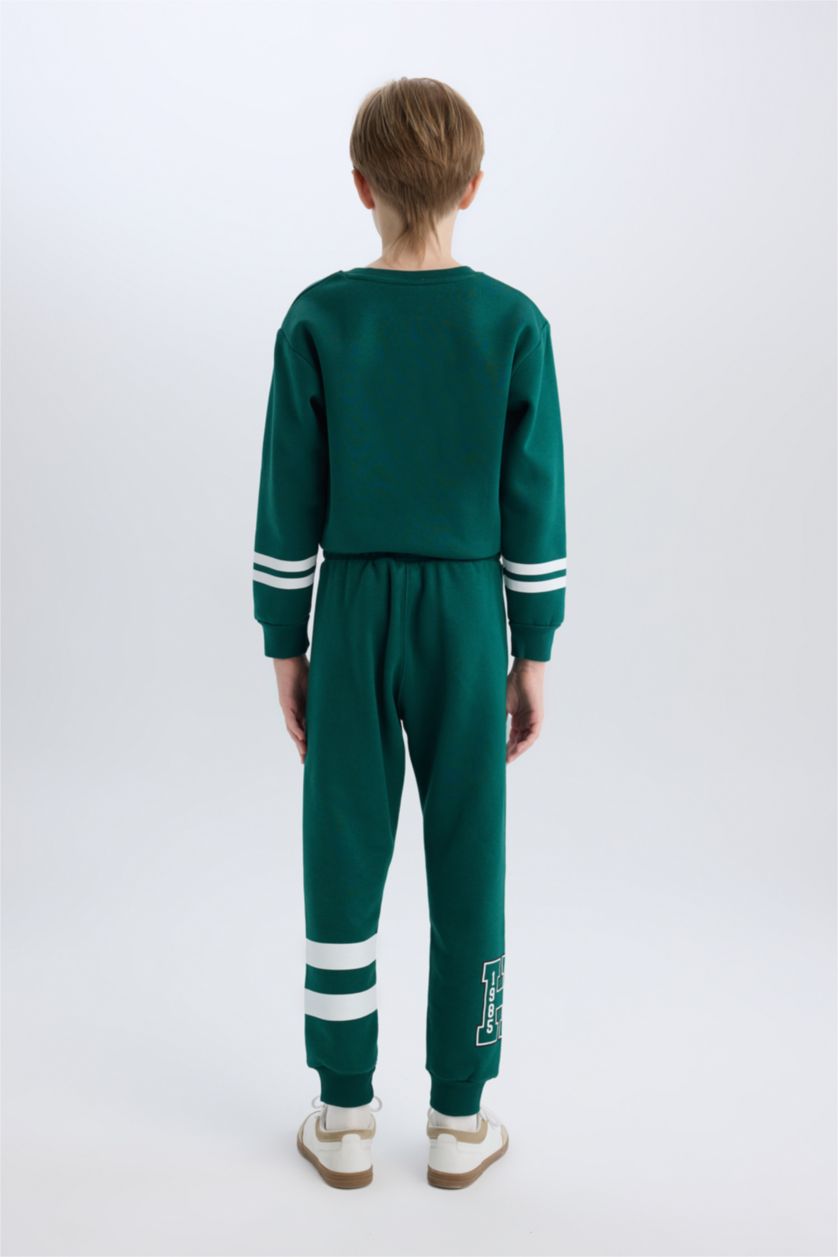 BOYS & TEENS Dark Green Boy Printed Elastic Waist Thick Jogger Sweatpants