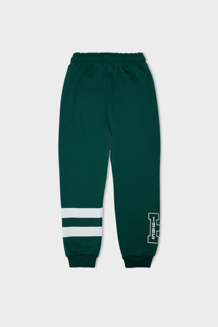 BOYS & TEENS Dark Green Boy Printed Elastic Waist Thick Jogger Sweatpants