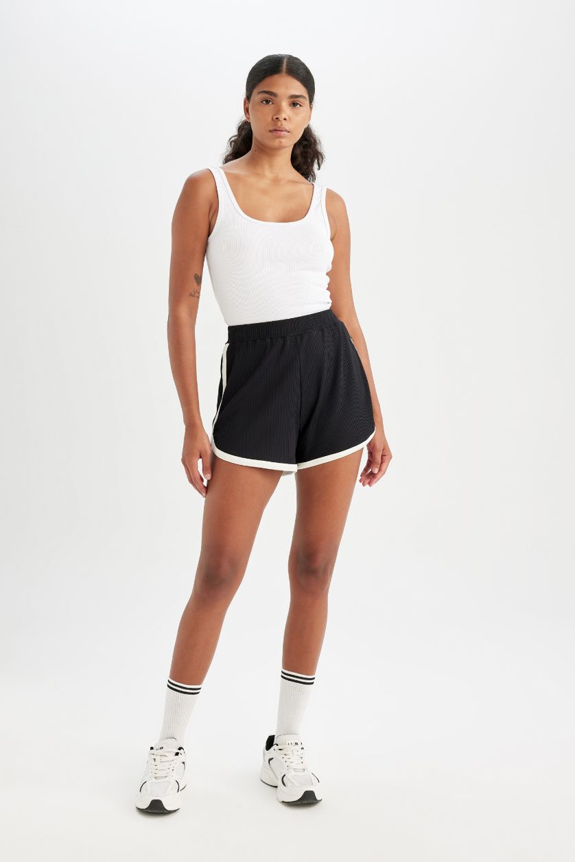 Kadın Siyah Sporcu Kısa Paça Şort