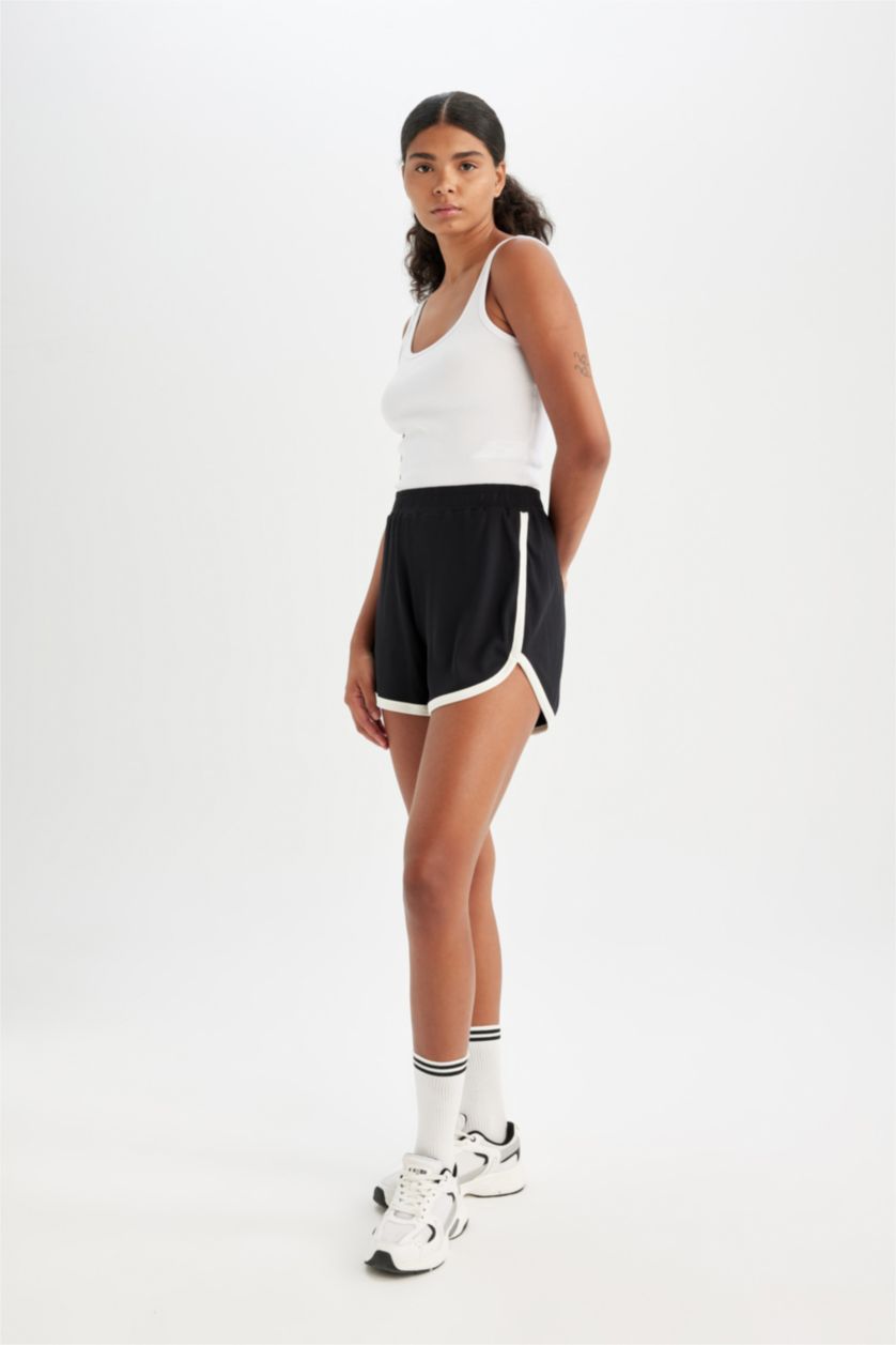 Kadın Siyah Sporcu Kısa Paça Şort