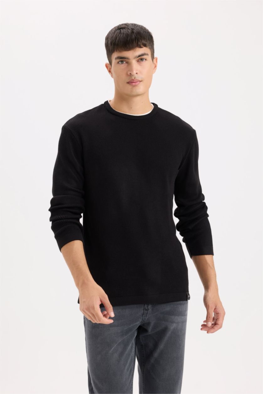 MAN Black Relax Fit Crew Neck Knitwear Pullover