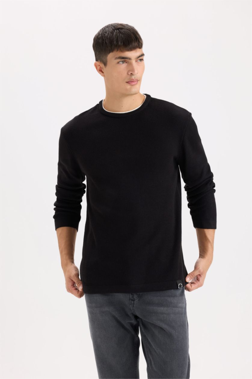 MAN Black Relax Fit Crew Neck Knitwear Pullover