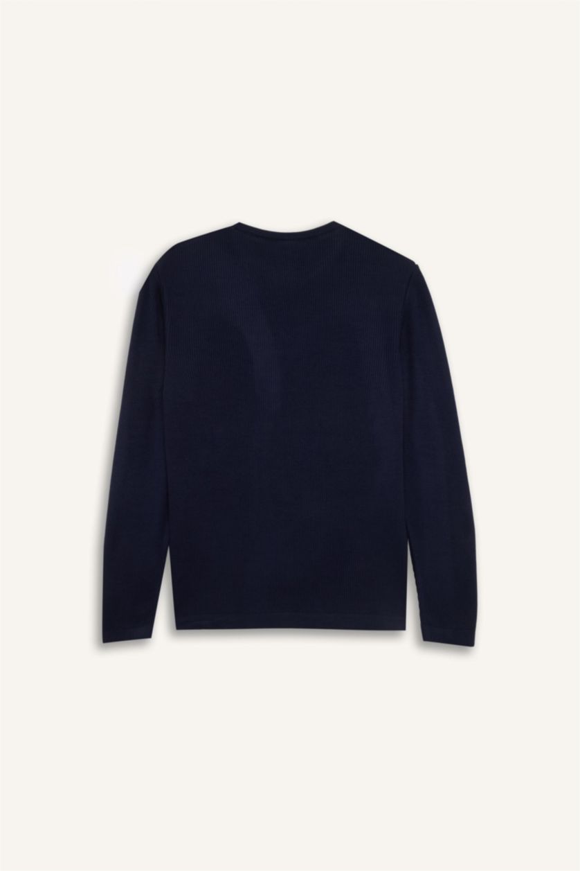 HOMME Marin Pull en Tricot à Col rond et Coupe standard